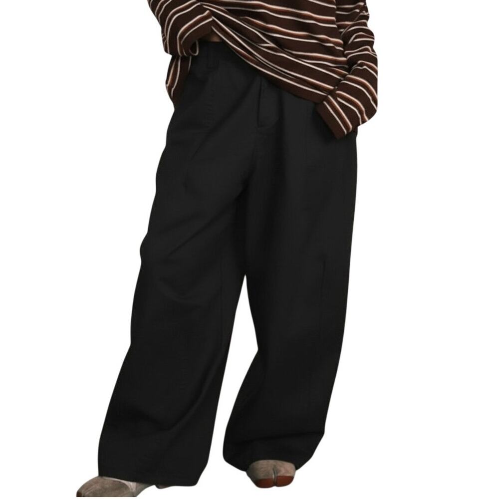 An Action A Day Womens Balloon Pants Medium Charcoal Blue Relaxed Oversized NWT